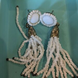 J. Crew Factory White Tassel Earrings
